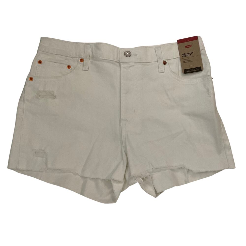 Levi’s High Rise White Denim Distressed Shorts‎ - Size 32 - NEW